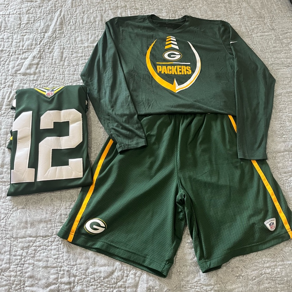 Green Bay Bundle L Long sleeves shirt L short XL NFL Jersey for Men’s Rodgers